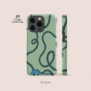 Coque verte avec porte-cartes pour iPhone 16, iPhone 15 Pro, iPhone 14, iPhone 13 Mini et plus, Designs uniques par Acaso