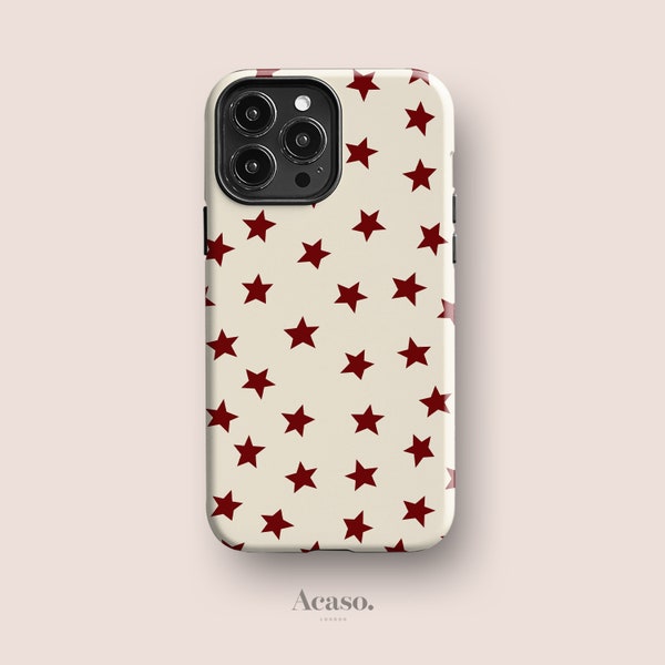 Red Stars Phone Case for iPhone 13 Pro, iPhone 12 Pro Case, iPhone 11 Case, iPhone XR Case and More Models