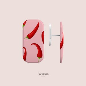 Pink Chilli Peppers Phone Grip for iPhone & Android - Sticky Phone Holder and Stand