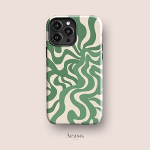 WAVY SWIRLS Phone Case | iPhone 14 Case, iPhone 13 Pro Case, iPhone 11 Case, More Models | Aesthetics, Retro, Psych, Waves, Y2K, Green, Mint