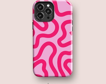 Hot Pink Swirls Phone Case for iPhone 15 - iPhone 14 Case, iPhone 13 Case, iPhone 11 Case, iPhone SE 2 Case and More by Acaso