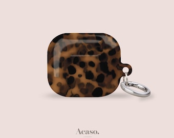 Capa protetora para AirPods na cor tartaruga escura, compatível com AirPods Pro 1, 2 e AirPods 1, 2 e 3 - Capas para AirPods da Apple na cor marrom.