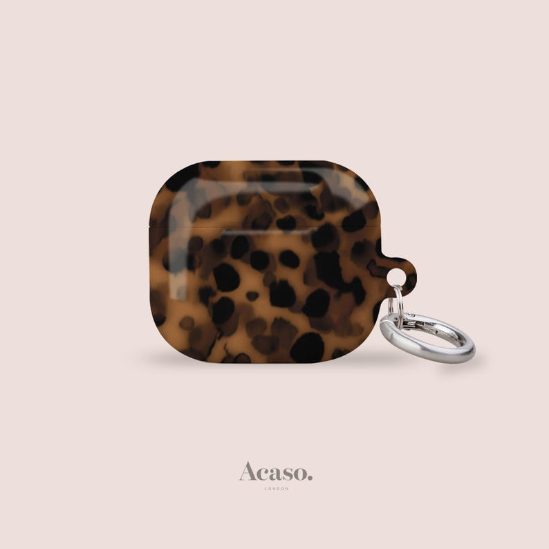 Dark Tortoise AirPods Case Cover for AirPods Pro 1,2 and AirPods 1, 2, 3 Generations - Apple AirPod Cases in Brown zdjęcie 1