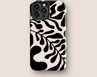 Black Leafy iPhone 17 Case: Phone Cases for iPhone 16, iPhone 15, iPhone 14 Series & More Premium Cases