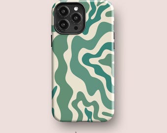 Abstract Wavy Green Case for iPhone 17, iPhone 16, iPhone 14, Galaxy S25, Pixel 10 & More Phone Cases