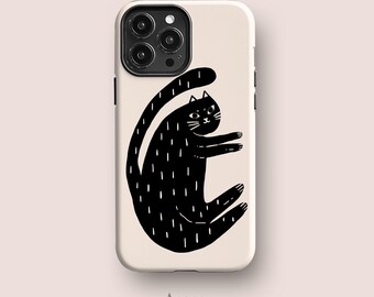 Black Fat Cat Phone Case for iPhone, Galaxy, Pixel