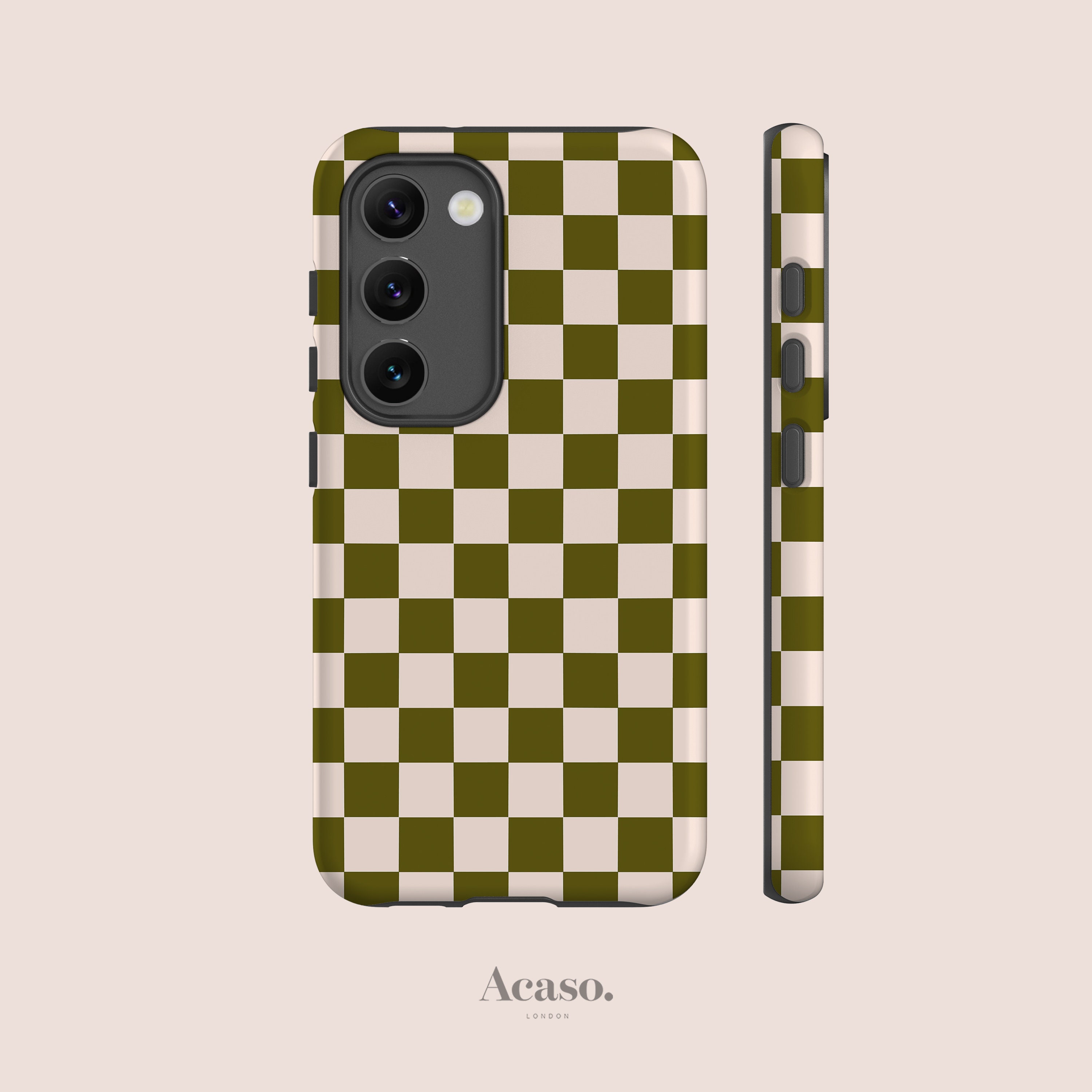 Checkers Phone Case for Galaxy S24 - For Samsung S23 Plus, Galaxy S22 Case, Galaxy S21 Case, Galaxy S20 FE Case in Olive Green