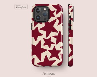 Maroon Stars MagSafe Case for iPhone 16, iPhone 15, iPhone 14, iPhone 13 & More Premium Tough iPhone Cases