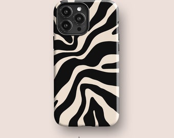 ABSTRACT Zebra Print Phone Case | iPhone 14 Pro Case, iPhone 13 Case, iPhone 12 Case, iPhone 11, More Models | Black White, Animal, Striped