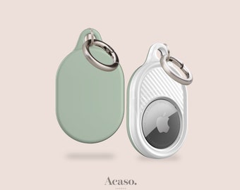 Lily Green AirTag Keychain Holder - Apple AirTag Cover for Luggage, Bags and Pet Collars with Keyring