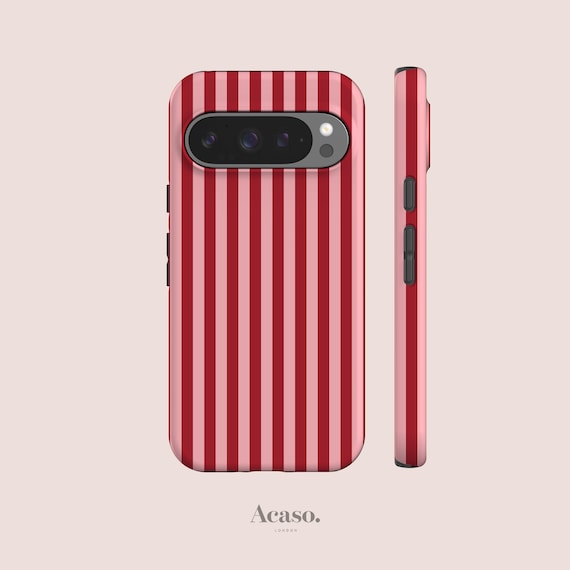 Pink Striped Pixel Case for Google Pixel 10, 9, 8, 7 & 6