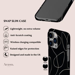 Black Minimal Case for iPhone, for Galaxy, Pixel Series, Line Art, Minimalistic Phone Cases image 3