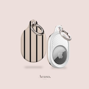 Minimal Stripes AirTag Holder with Keychain for Apple AirTag - Add to Luggage, Bags & Pet Collars