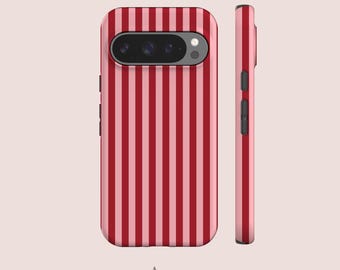 Pink Striped Pixel Case for Google Pixel 10, 9, 8, 7 & 6