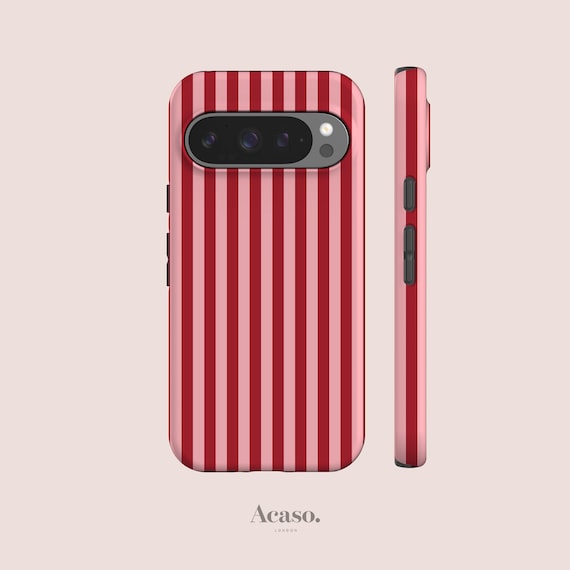 Pink Striped Pixel Case for Google Pixel 10, 9, 8, 7 & 6