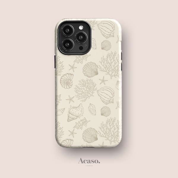 VINTAGE SHELLS Phone Case | For iPhone 14 Pro Max, iPhone 13, iPhone 12 Pro Max Case, iPhone 11 Case, More | Sea Shells, Corals, Beige