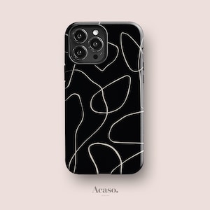 Minimal Phone Case for iPhone 11, for Samsung S20 and Google Pixel 4, All Models - Line Art Case in Black by Acaso London