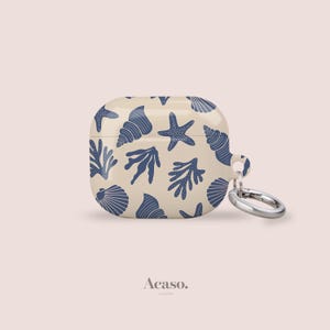 Sea Shells AirPods Case for AirPods Pro 1 & 2 and AirPods 1st Gen, 2nd Gen, 3rd Gen - Apple AirPods Covers, Sea Life, Blue Cream