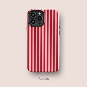 Resort Stripes Hülle für iPhone 15, iPhone 13 Pro, Google Pixel 8, Hüllen für Samsung S24 & mehr in Pink Rot