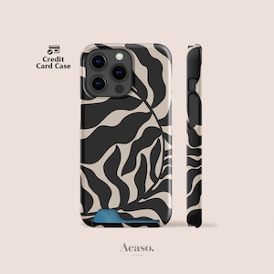 Estuche para tarjetas con diseño de hojas abstractas: funda para teléfono con tarjetero, funda para iPhone 13, funda para iPhone 13 Pro, Samsung S22 y más