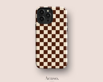 Brown, Beige: Checkered Pattern iPhone Case