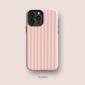 Pale Pink Stripes Case for iPhone 16, iPhone 15 Pro, Google Pixel 8 Pro and for Samsung S24 & More Unique Phone Cases
