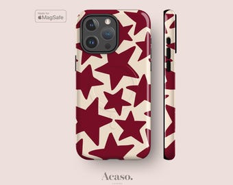 Maroon Stars MagSafe Case for iPhone 16, iPhone 15, iPhone 14, iPhone 13 & More Premium Tough iPhone Cases
