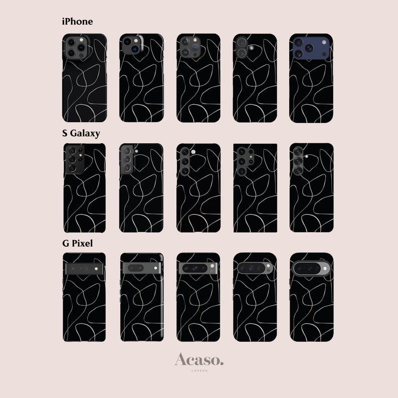 Black Minimal Case for iPhone, for Galaxy, Pixel Series, Line Art, Minimalistic Phone Cases image 2