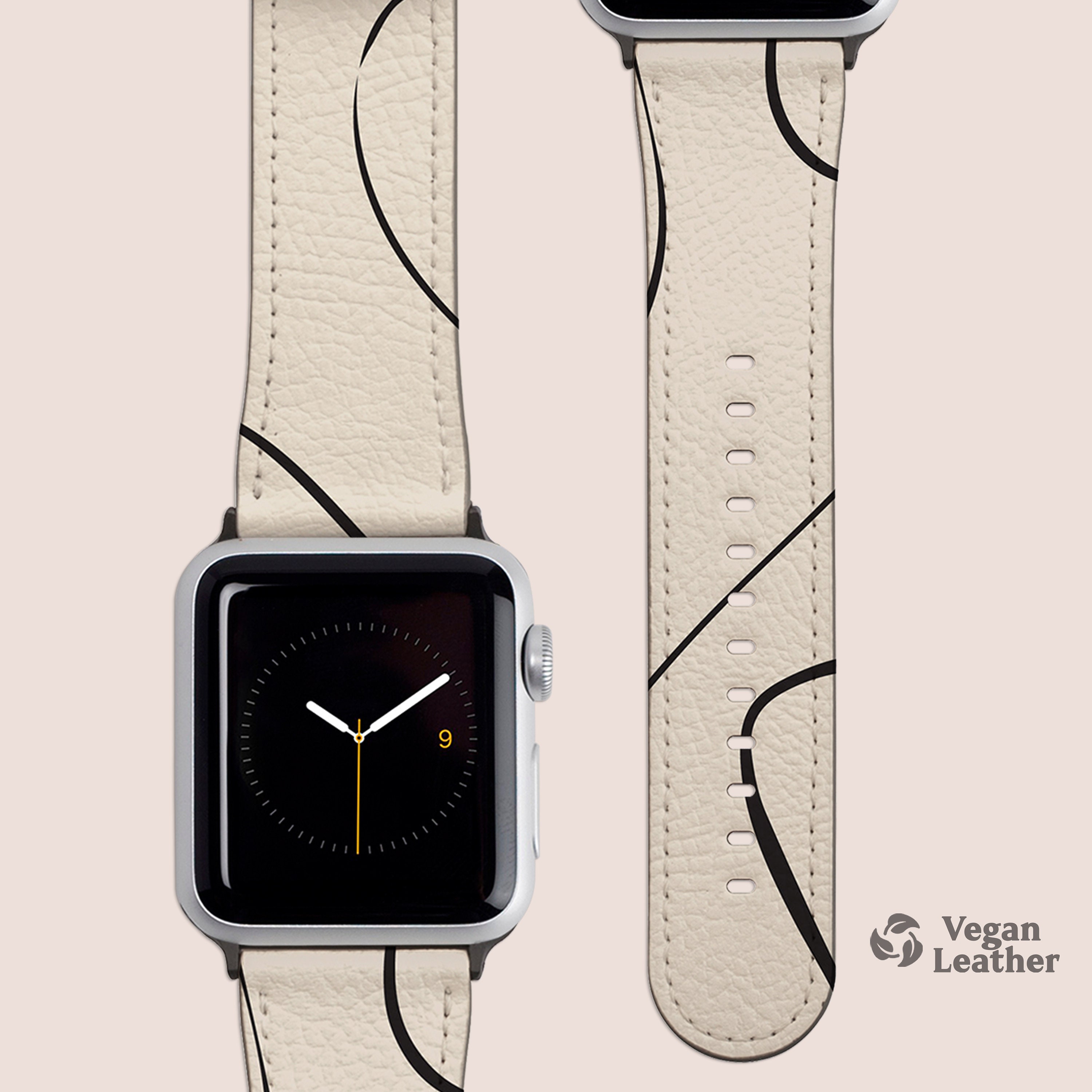 Minimal Apple Watch Band para Apple Series Correa de reloj Cuero vegano Ecologico Crema 38 mm 42 mm Etsy Mexico
