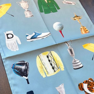 Golf inspired Tea Towels Hand-Painted Trophies, Golf items, Made in the UK, Gift for Men, Fathers day, Brothers Birthday ideas