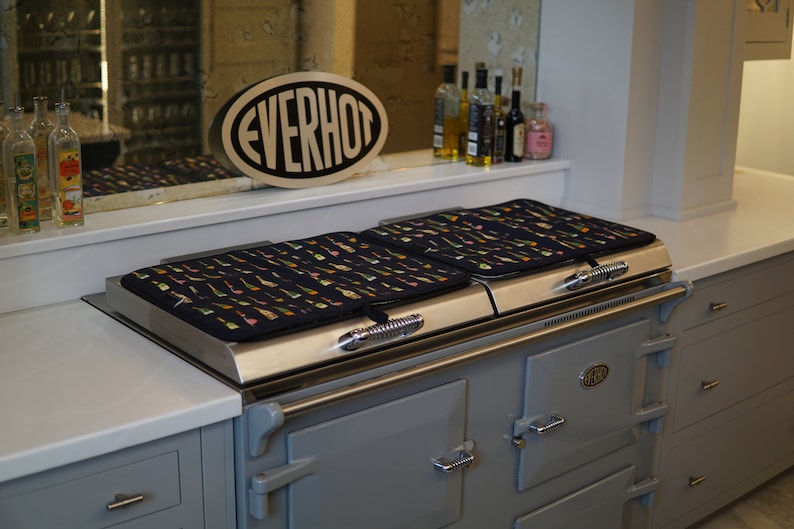 Everhot Hob Covers Champagne Handpainted Design Terry Towelling