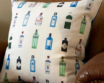 GIN Cotton linen Cushions Made in the UK Machine Washable