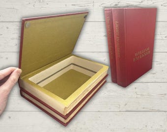 Vintage Hollow Book Stack – William Faulkner Secret Storage Book – Hidden Compartment Decor