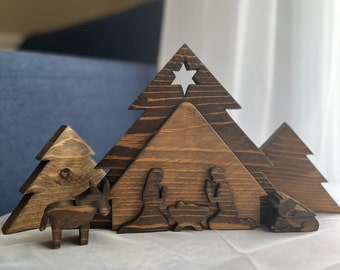 Patrón de sierra de calar para la Natividad - Plantilla navideña