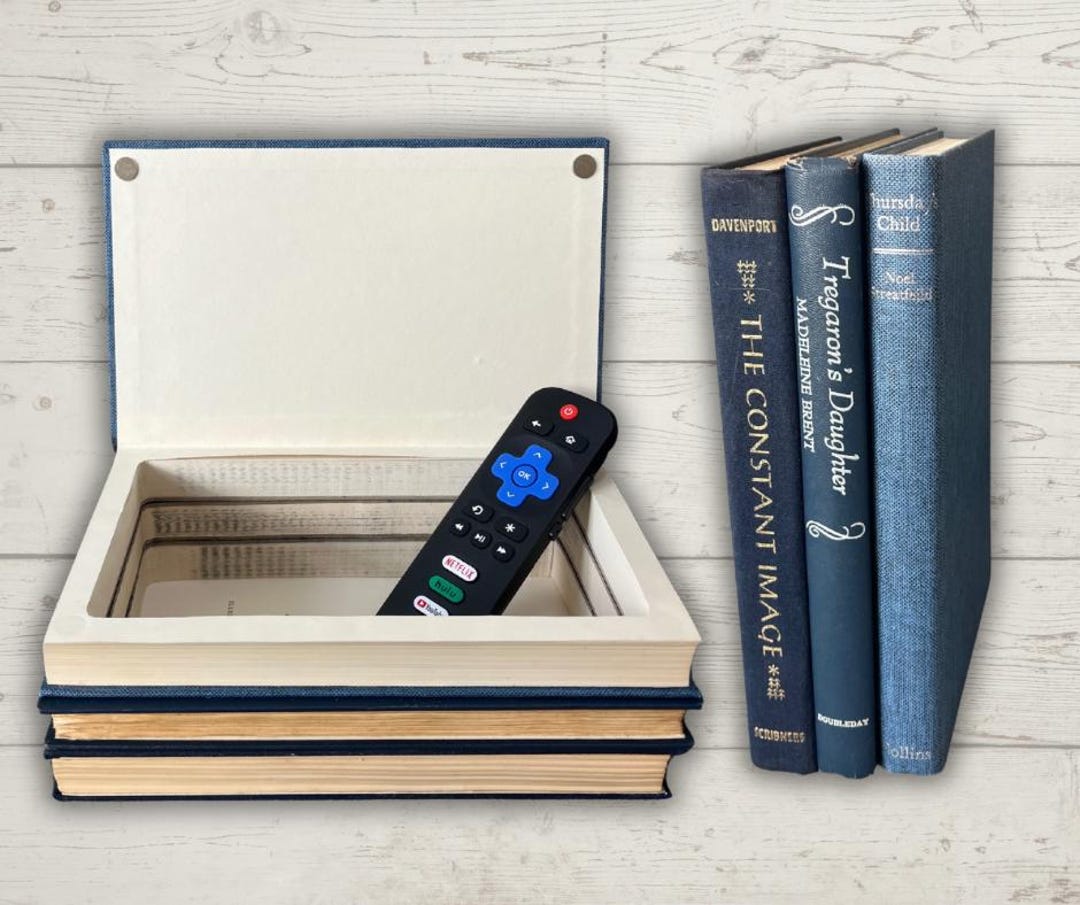 Blue Vintage Hollow Book Stack – Secret Storage Book – Romantic Hidden ...