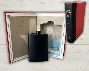 Texas Flask Book Safe – Real Hollow Book with Stainless Steel Flask | Secret Stash Box Magnetic Closure