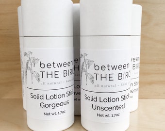 Solid Lotion Sticks in compostable container