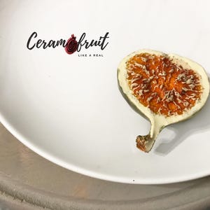 Ceramic Fig Figurine: Handcrafted Porcelain Table Decor