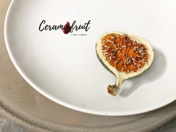 Ceramic Fig Figurine: Handcrafted Porcelain Table Decor