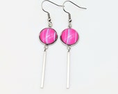 Acrylic Pour Earrings, Silver Long Bar Dangle Earrings, Colorful Dangle Earrings, Silver Bar Earrings, Edgy Earrings for women, teen girls