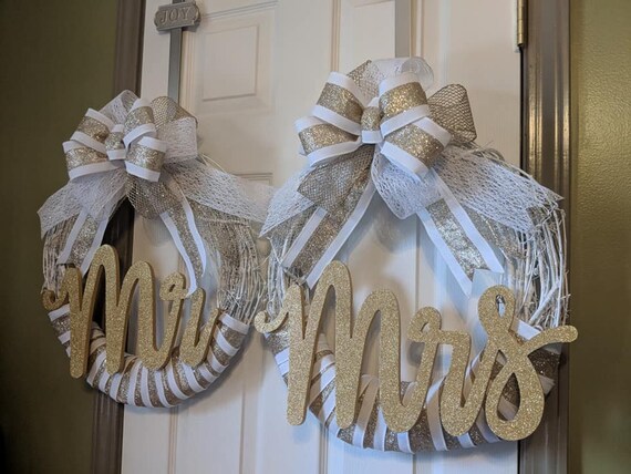Wedding Wreath For Church Door Mr And Mrs Gifts Unique Etsy