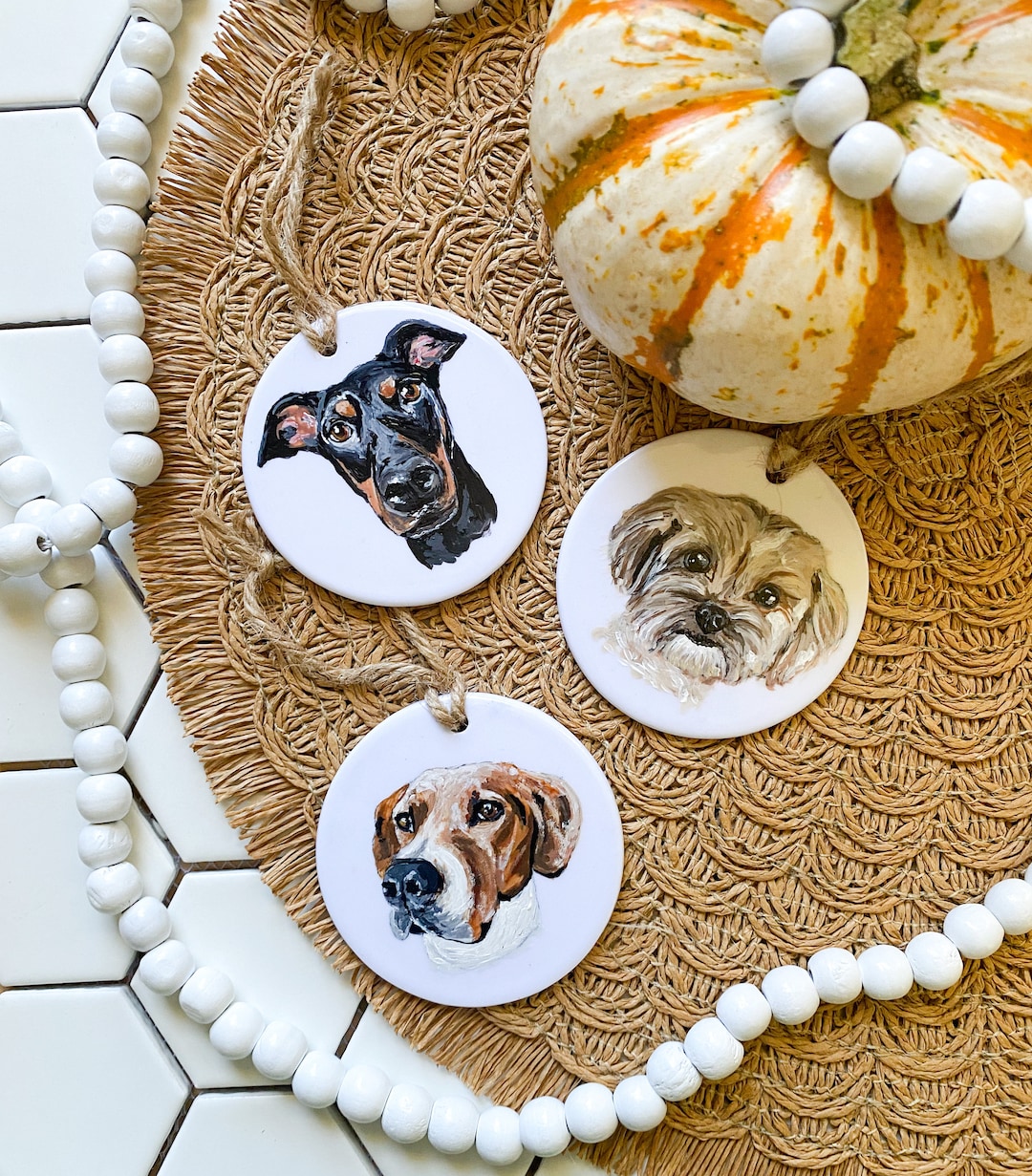 Hand Painted Pet Portrait Ornament - Etsy