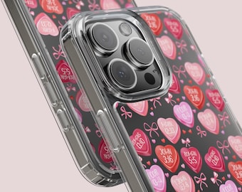 Conversation Heart Pattern with Bible Verses - Clear Phone Case | Religious Themed-Phone Cover for iPhone 17 16 15 14 Pro Max