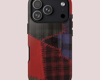 Coque de téléphone patchwork effet automne, idéale pour la rentrée scolaire, compatible avec iPhone 17, 16, 15, 14 Pro Max Plus, Samsung et Pixel.