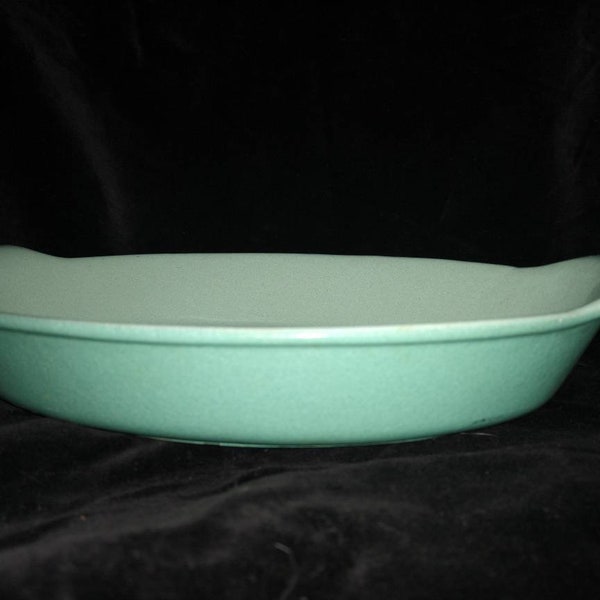 Prizerware Casserole porcelain over case iron turquoise two tone Vintage Mid-century 1950s Farmhouse Country