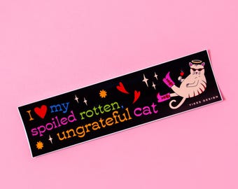 Pegatina/Imán para coche «Amo a mi gato malcriado e ingrato»