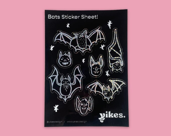 Glitter Bats Sticker Sheet 5x7