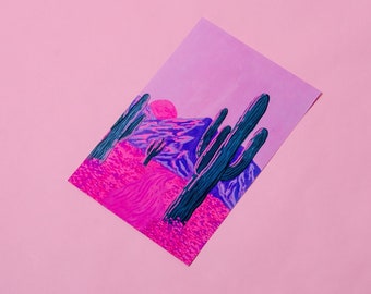 Desert Sunset Gouache Art Print — 6x9"