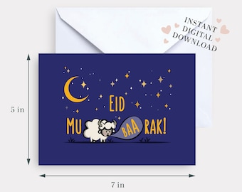 Eid Mubaarak - PRINTABLE birthday card 5x7 South Asian funny digital download Indian Pakistani Punjabi Happy Eid al Fitr Ramadan cute