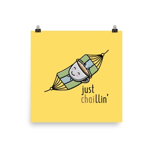 Just Chaillin&#39; Cartoon - Matte Poster Print (The Cute Pista): Desi Gifts, Bollywood Prints, South Asian Gifts, Indian Art, Pakistani Art